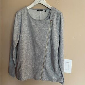 IMAN Light Gray Asymmetrical Zip Sweater